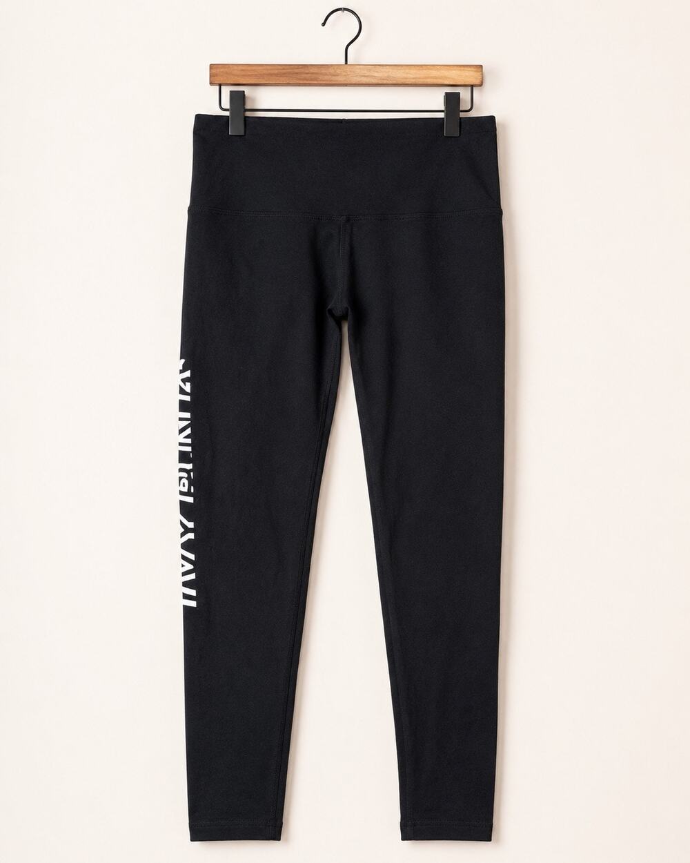 NWOT Victoria's Secret PINK Leggings Sz L Black Logo Graphic High Rise Exercise